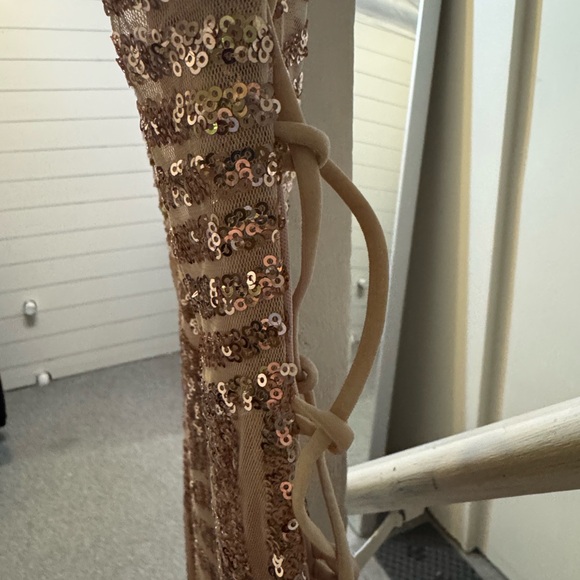 Pink and Gold Sequin Embellished Sheath Dress - Picture 4 of 4